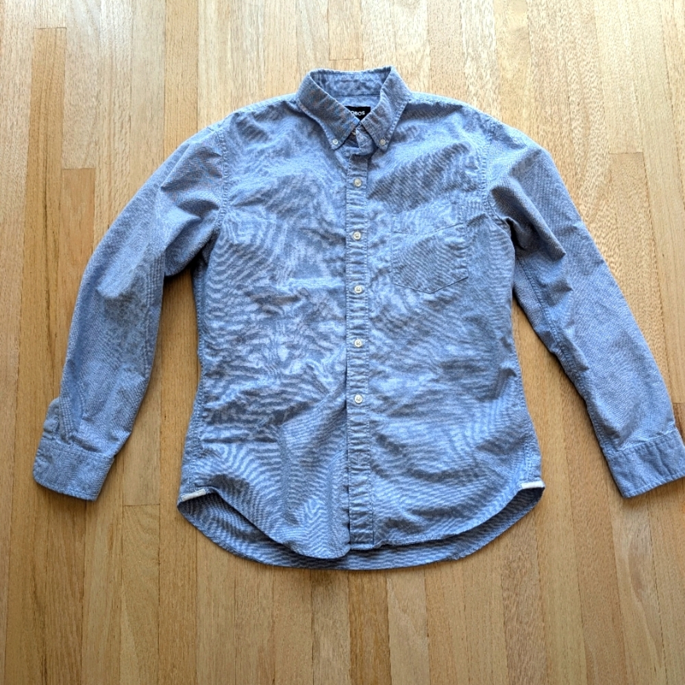 Bonobos Men's Light Blue Button-Up Shirt With Button Collar Stays (Medium Short)
